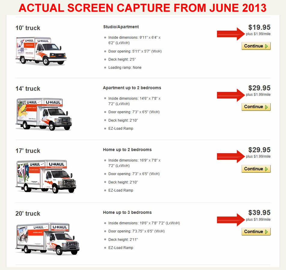 Uhaul Truck Size Chart