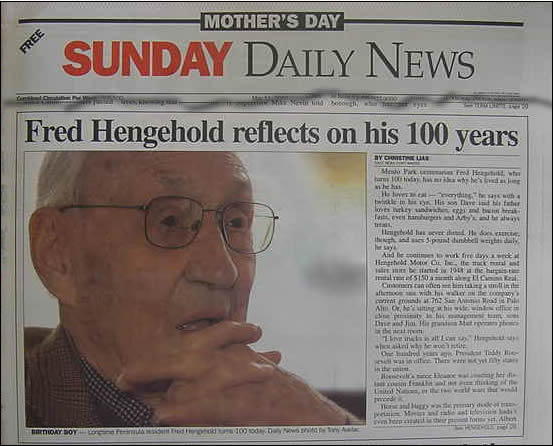 News story: Fred Hangehold refleces on his 100 years